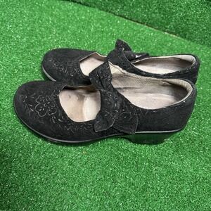 Alegria Womens Ella Floral Black Suede Leather Mary Jane Eu 37